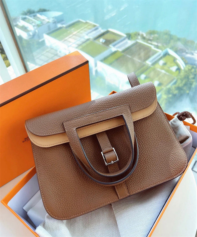  Contemporary satchel carried on shoulder