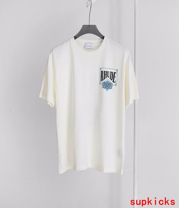 Front view of Rhude luxury clothing with contemporary cut