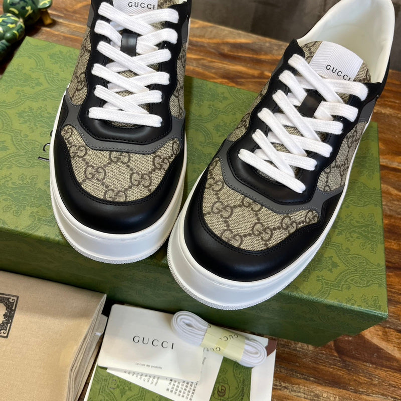 Gucci stone beige luxury sneakers view 10 bold athletic profile