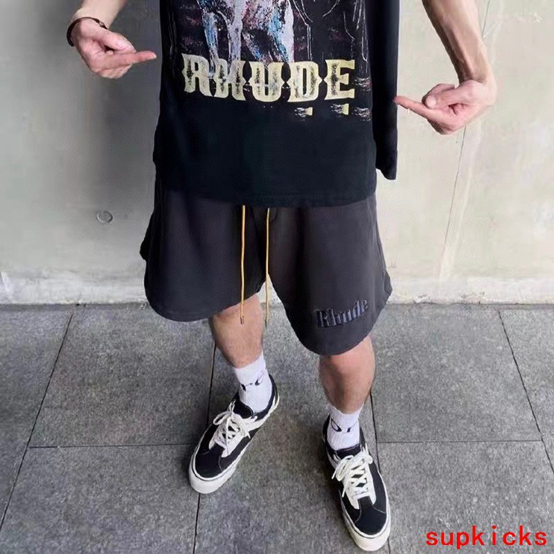 Full styled look of Rhude luxury clothing with monogram-inspired silhouette