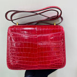 Side view of sophisticated structured handbag