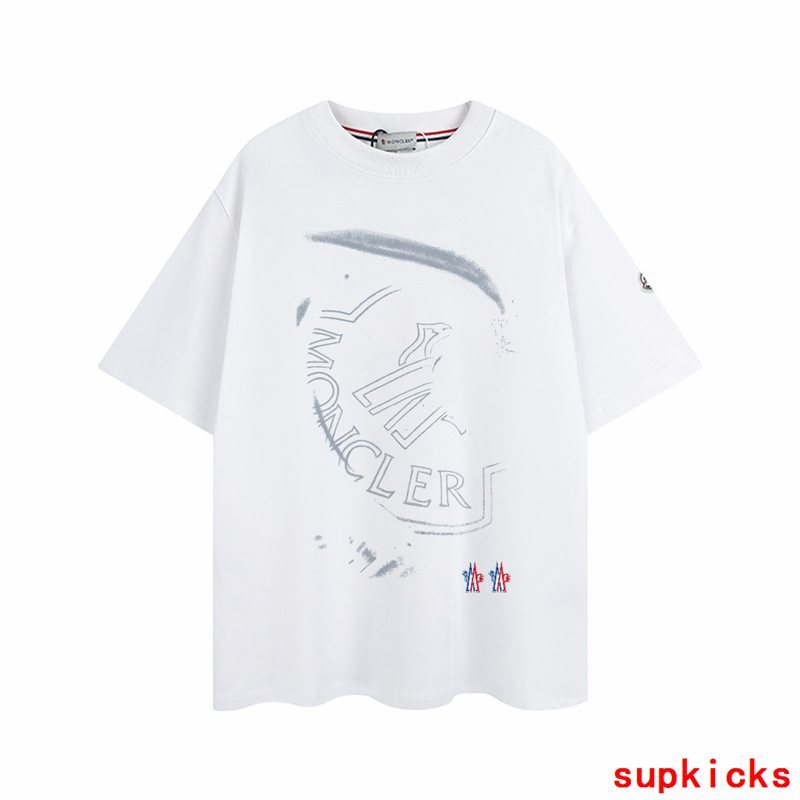 Side profile of Moncler luxury clothing with monogram-inspired silhouette