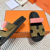 Hermès White Block Heel Sandals - Close-Up Texture View