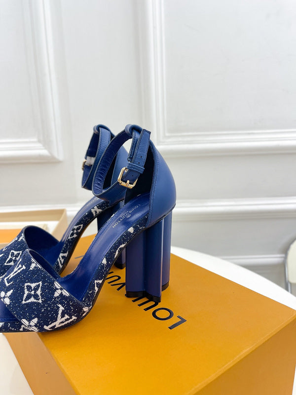 Louis Vuitton Tan High-Top Sneakers - Angled View
