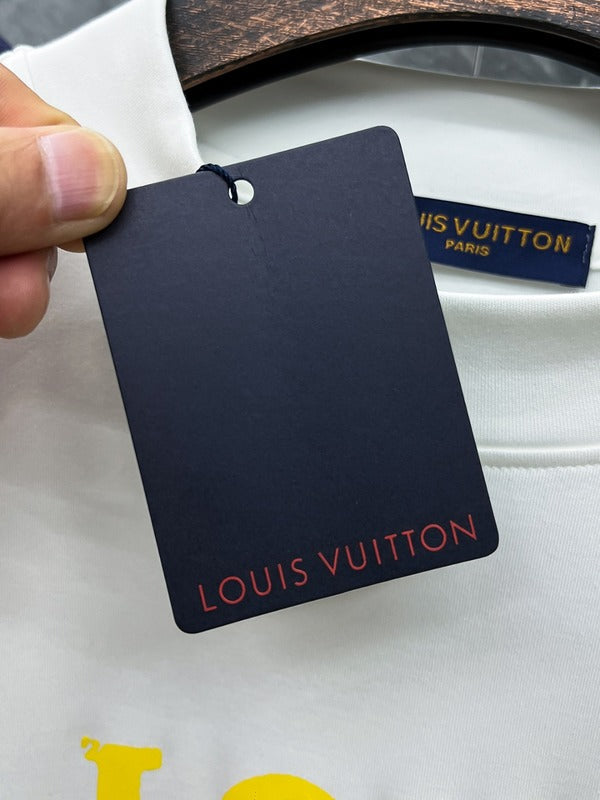 Close-up detail shot of Louis Vuitton luxury clothing with streetwear-inspired cut