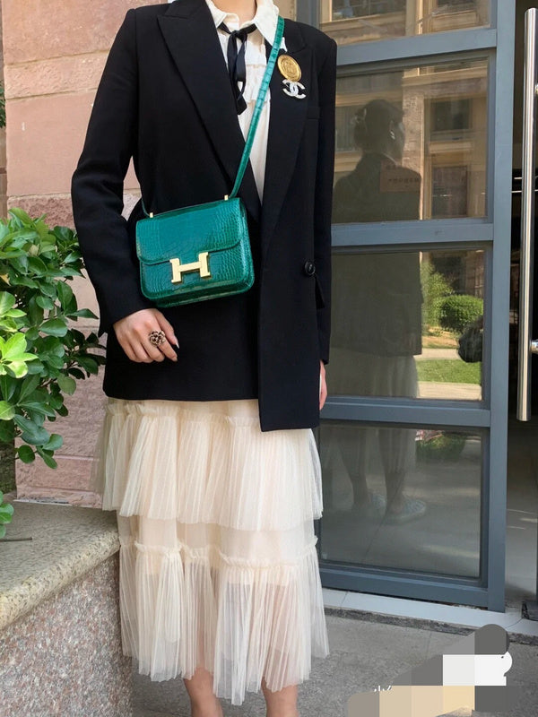 Polished bag shown from front angle