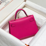 Side view of sophisticated structured handbag