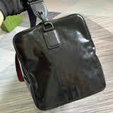 Side profile of structured polished women's handbag – women's statement bag