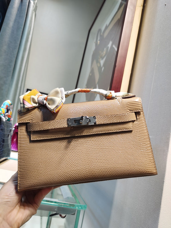 Close-up detail of poised bag design