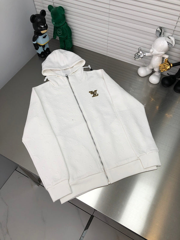 Side profile of Louis Vuitton luxury clothing with monogram-inspired silhouette