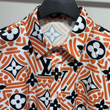 Close-up detail shot of Louis Vuitton cotton t-shirt with signature branding