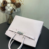 Side view of elegant structured handbag