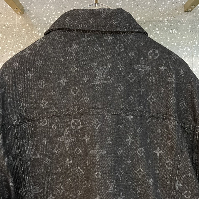 Back view of Louis Vuitton luxury clothing with label-forward styling
