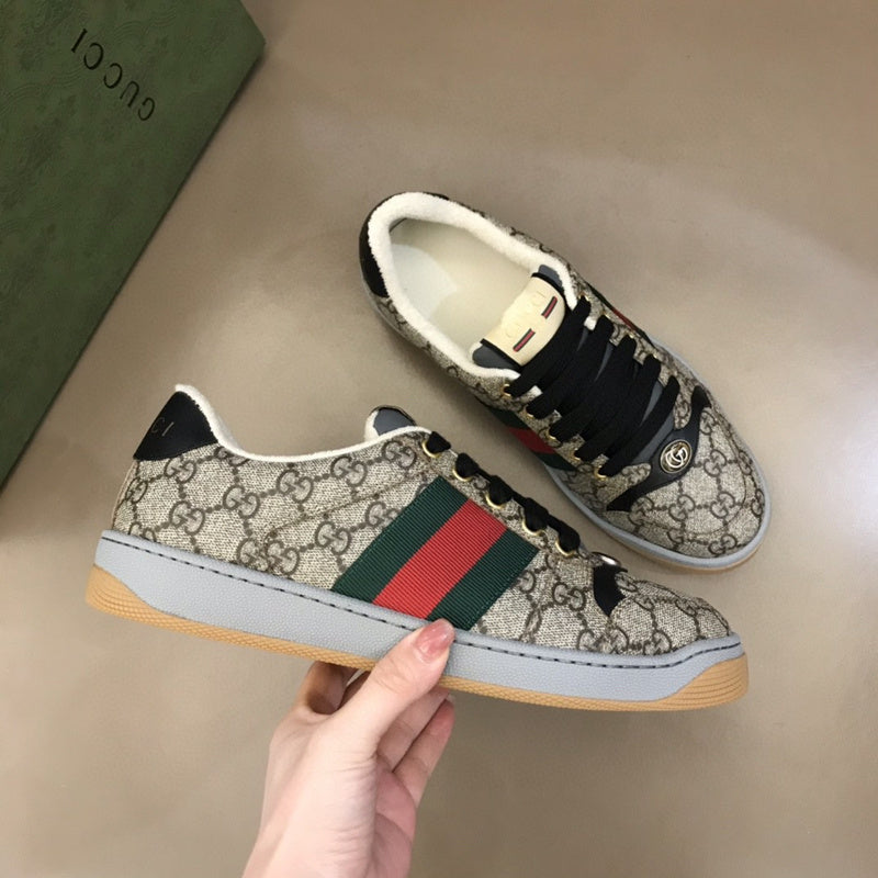 Gucci soft grey luxury sneakers view 7 chunky sole construction