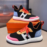 Hermès Burgundy Chunky Platform Sneakers - Heel Detail View