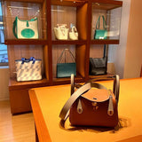 Side view of modern structured handbag