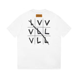 Close-up detail shot of Louis Vuitton cotton t-shirt with monogram-inspired silhouette