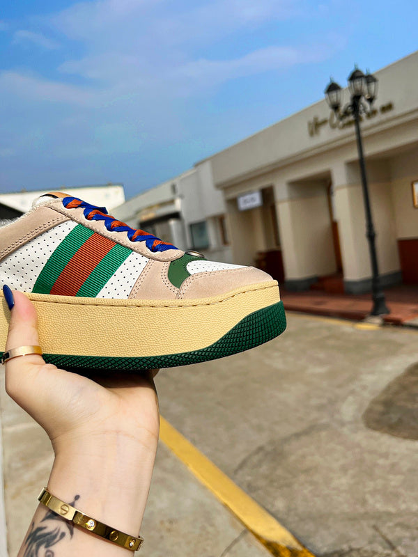 Gucci tonal black luxury sneakers view 7 chunky sole construction