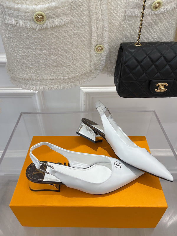 Louis Vuitton Black Block Heel Pumps - Back View