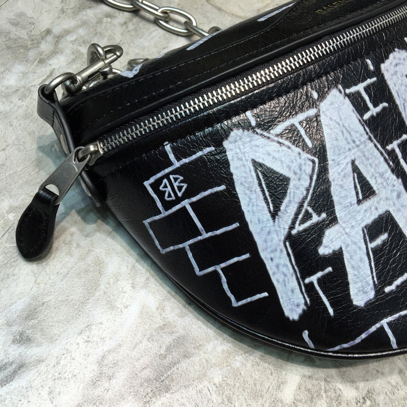 Statement Faux Leather Handbag - Statement Silhouette | Women's Premium Handbag #719 - close-up detail shot (image 3) of designer-inspired handbag