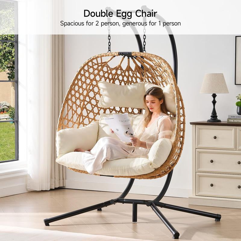 ONBRILL Double Hanging Egg Chair with Stand