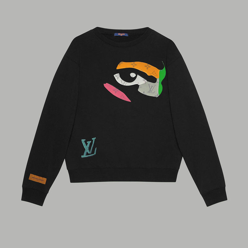 Front view of Louis Vuitton luxury clothing with signature branding