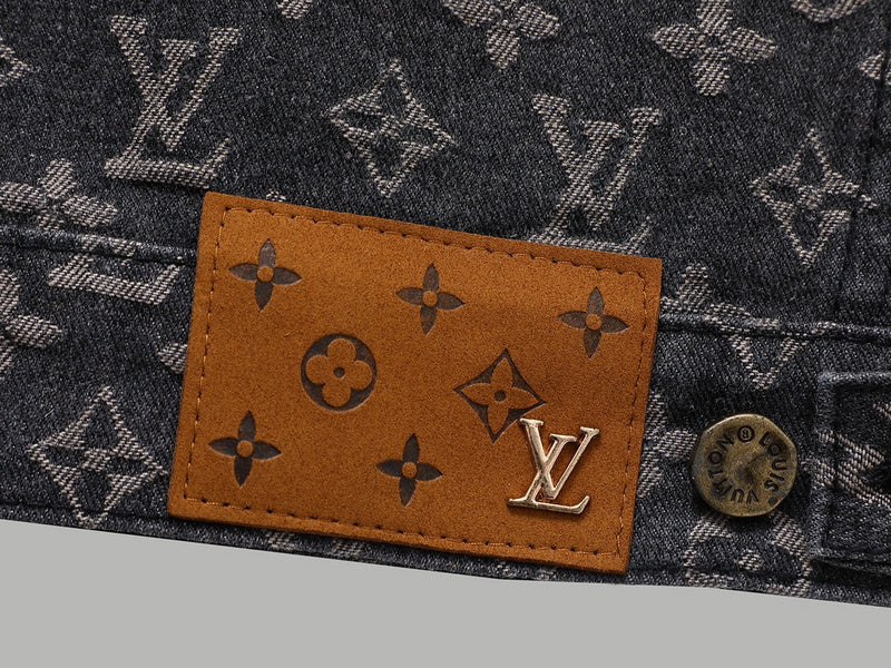 Front view of Louis Vuitton luxury clothing with signature branding