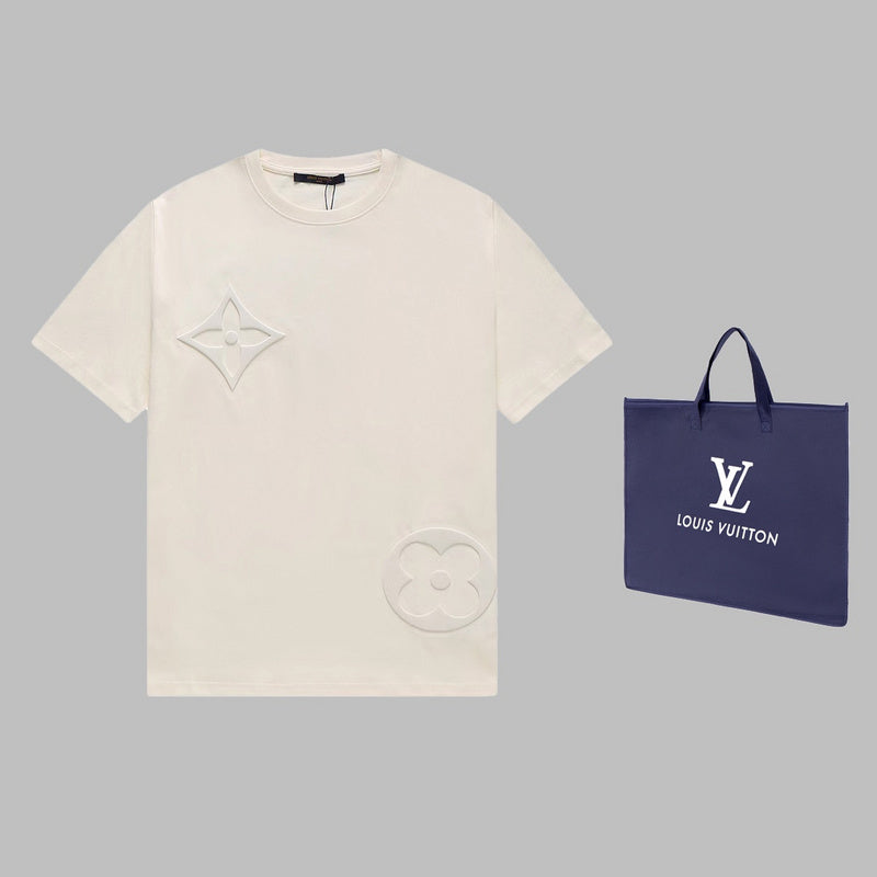Front view of Louis Vuitton cotton t-shirt with signature branding