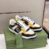 Side profile of Gucci soft grey sneakers bold athletic profile
