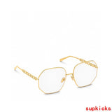 Close-up detail view of Louis Vuitton unisex sunglasses