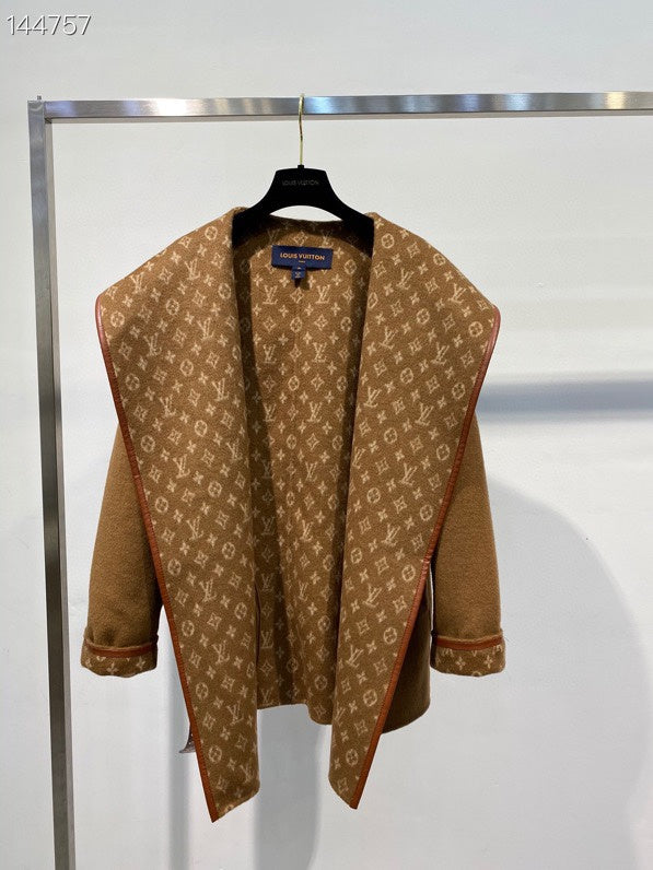 Front view of Louis Vuitton luxury clothing with contemporary cut
