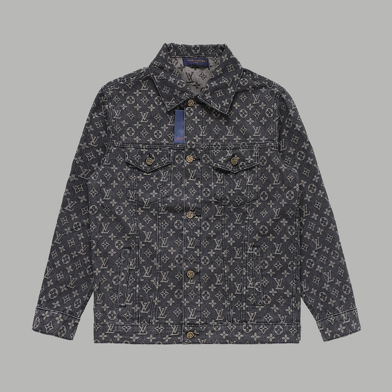 Front view of Louis Vuitton luxury clothing with signature branding