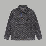 Front view of Louis Vuitton luxury clothing with signature branding