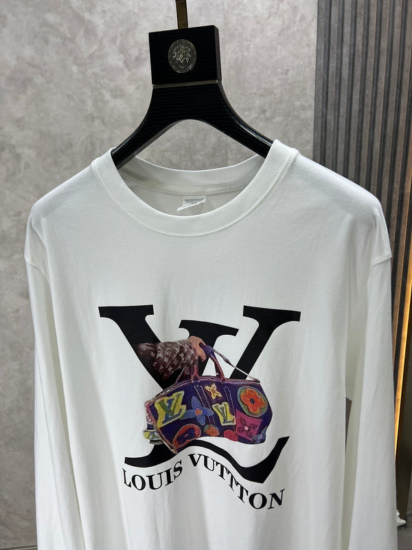 Front view of Louis Vuitton luxury clothing with monogram-inspired silhouette