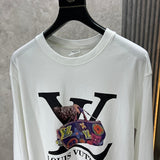Front view of Louis Vuitton luxury clothing with monogram-inspired silhouette