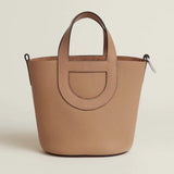 Side view of clean-lined structured handbag