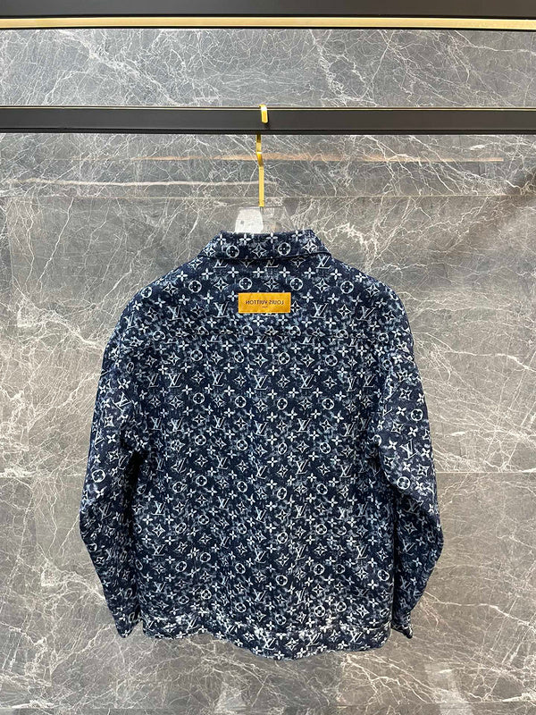 Side profile of Louis Vuitton luxury clothing with logo-detail design