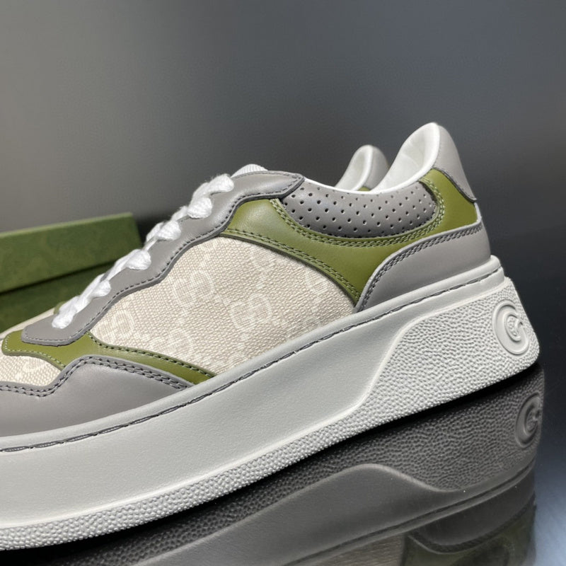 Gucci crisp white luxury sneakers view 5 retro runner design