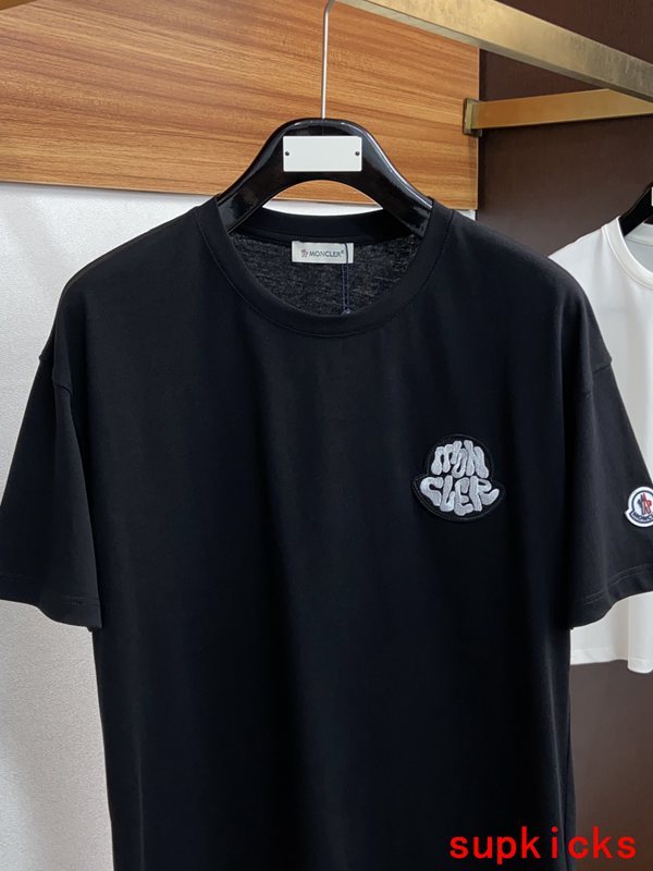 Side profile of Moncler luxury clothing with relaxed-fit cut