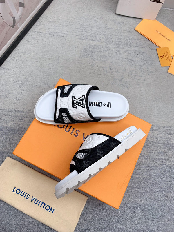 Louis Vuitton shoes Style 363 - close-up of iconic logo design (alternate angle)