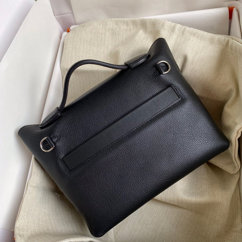 Side view of sophisticated structured handbag