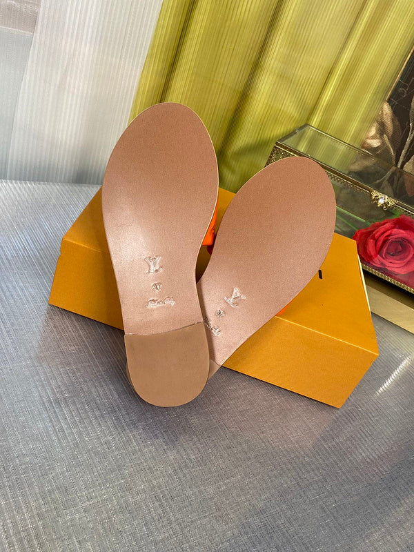 Louis Vuitton Nude Platform Heels - Angled View