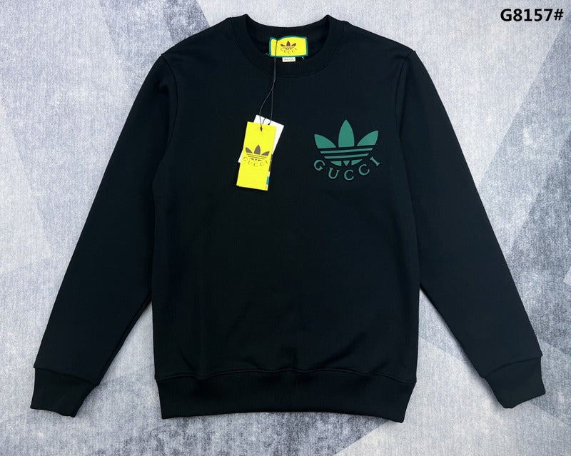 Back view of Gucci luxury clothing with signature branding