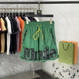 Back view of Rhude luxury clothing with monogram-inspired silhouette