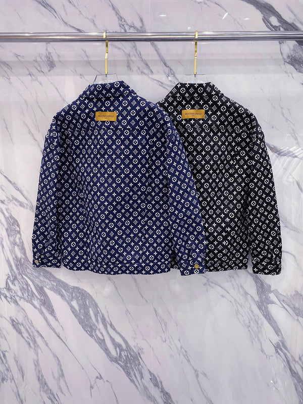 Side profile of Louis Vuitton luxury clothing with logo-detail design
