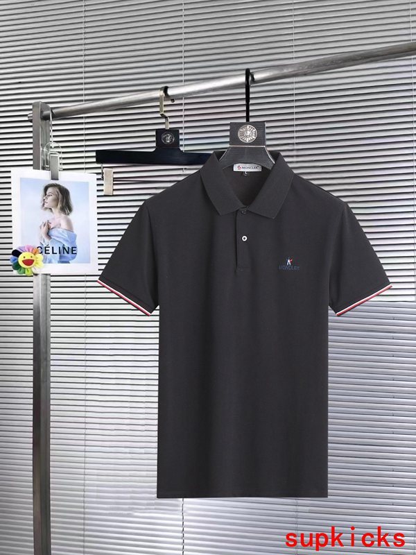 Front view of Moncler luxury clothing with logo-detail design