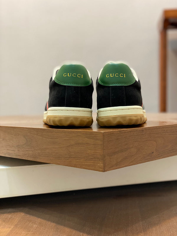 Gucci neutral cream luxury sneakers view 9 breathable knit upper