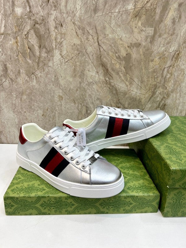 Gucci neutral cream luxury sneakers view 6 breathable knit upper