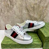 Gucci neutral cream luxury sneakers view 6 breathable knit upper