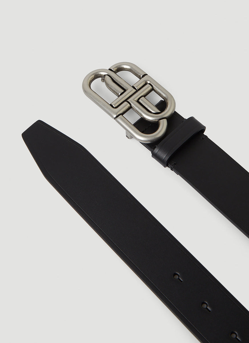Close-up of Balenciaga belts hardware and fine stitching